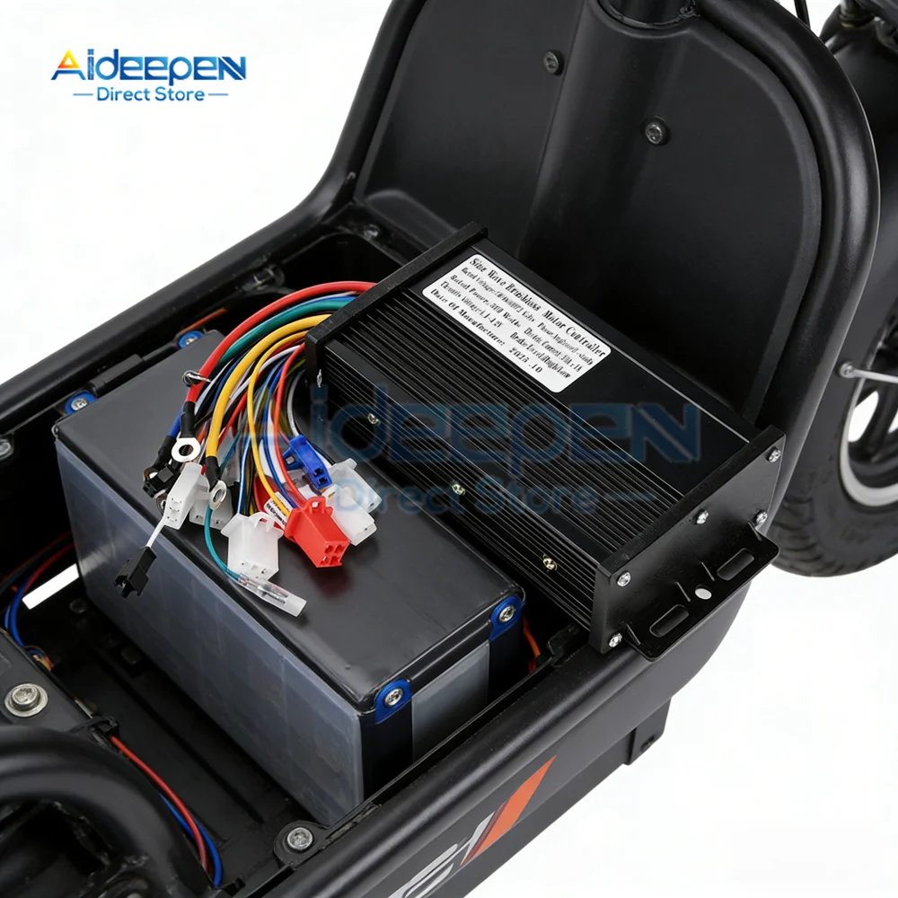 Controller a Onda Sinusoidale 500W 36V-72V Brushless 30A con 3 Velocità Regolabili, Retromarcia, Cruise Control, Antifurto e Freno Alto/Basso per Scooter Elettrico