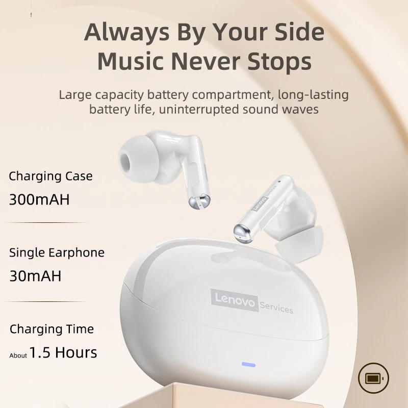 Lenovo Wireless Bluetooth Noise-Reduction Earbuds with Touch Control