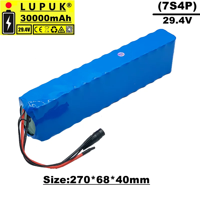 

Lupuk-lithium ion battery pack, 7s4p, 29.4V, 30ah, built-in BMS, suitable for bicycles, motorcycles, electric scooters