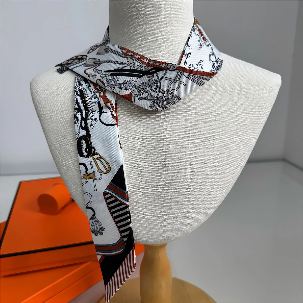 Marke Design Gürtel Frauen Schal Luxus Seide Schal Mode Haar Stirnband Foulard Tasche Dekoration Dünne Tasche Schals Halstuch – Detail 11