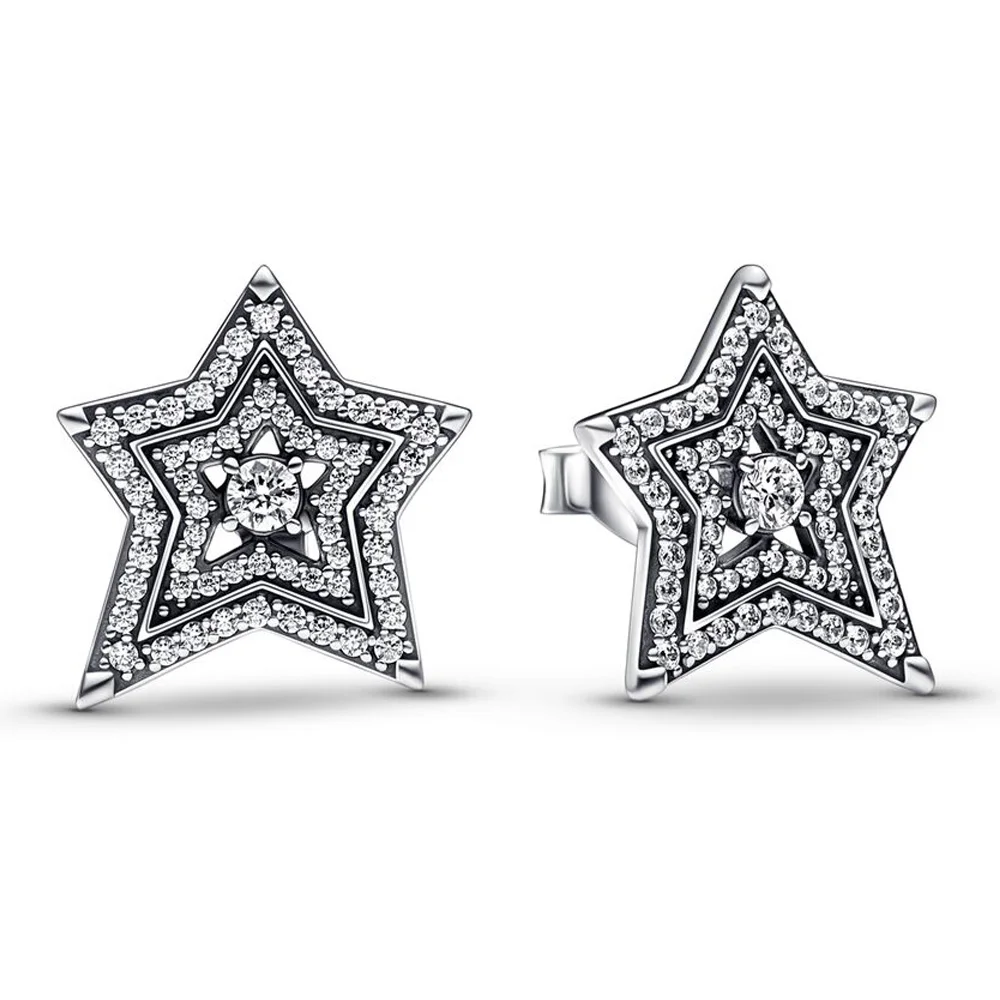 

Женские серьги-гвоздики из серебра 925 пробы, с асимметричной звездой