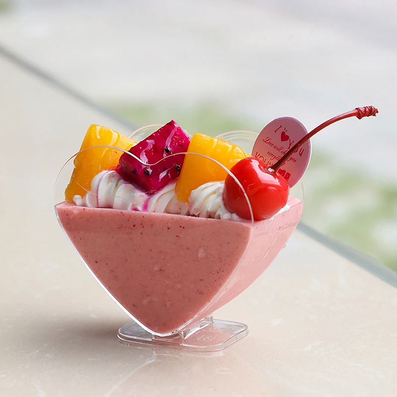 Plastic Squeeze Bottles 20PCS 80ml Thickened Heart Shaped Dessert Bowl Reusable Mousse Container Transparent Edible Plastic Dessert Cup