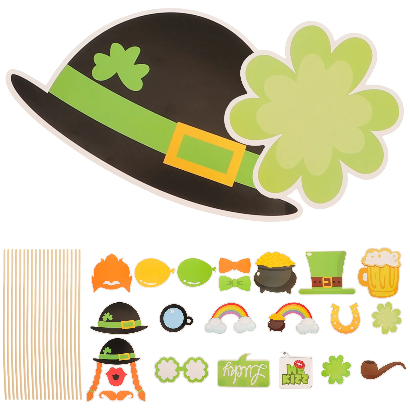 22Pcs St Patricks Photo Booth Props Saint Paddys Day Party Photobooth Shamrock Selfie Props for Saint Patricks Day Beer