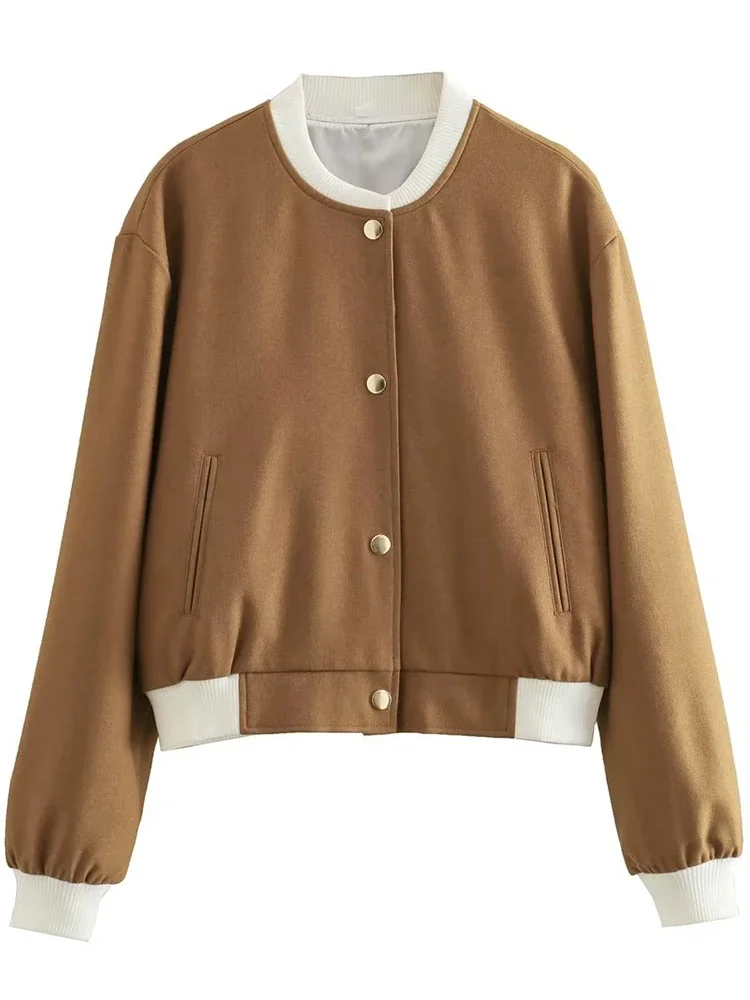 

Women Stand Collar Long Sleeve Coat 2024 Autumn Spring Chic Female Streetwear Jacket Casual Loose Coats Top Female