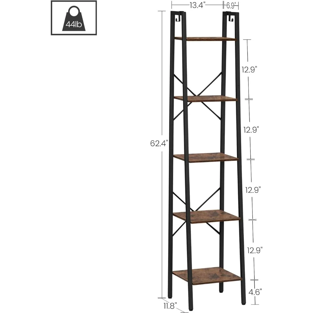 VASAGLE Estantería alta de 6 niveles, estantería estrecha con marco de  acero, estante delgado para libros para sala de estar, oficina en casa