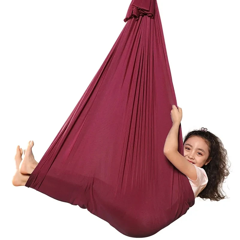 150x280cm Full set Kids Home Hanging Swing Seat Yoga Fitness Hammock Nylon Elastic Therapy Cuddle Wrap Aerial Yoga Equipment 1