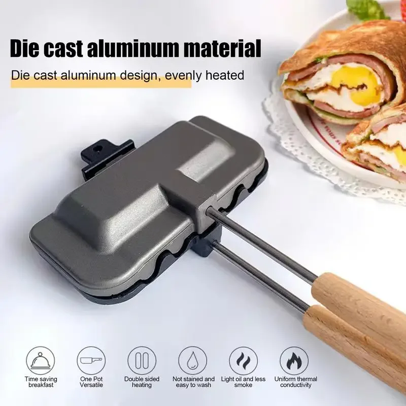 

Toasted Sandwich Maker Double Sided Hot Sandwich Pan Frying Maker Hot Dog Toaster and Grilled Cheese Maker for Pancakes Toast
