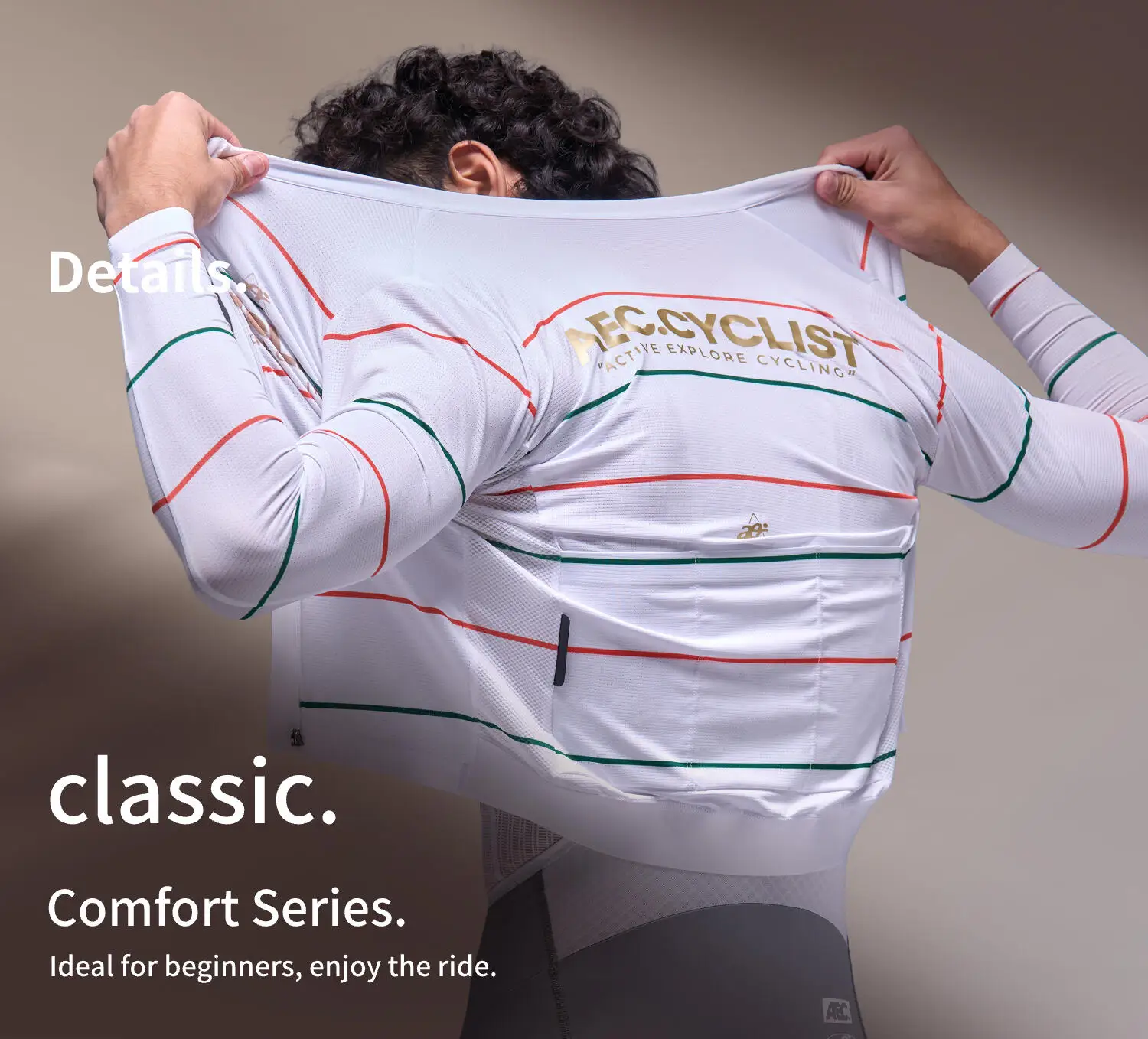 AEC.CYCLIST Gestreiftes Design Langarm-Radtrikot für Damen und Herren Neues Frühlings-Slim-Fit MTB-Bekleidung Hochelastisches Rennrad-Oberteil – Detail 3