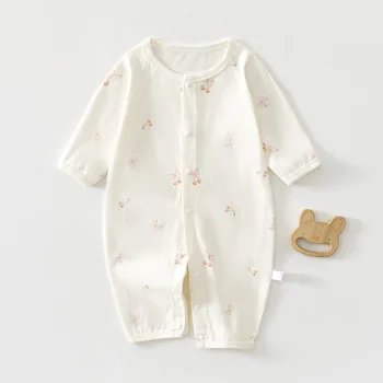 بدلة قفز شبكية صيفية للأطفال من AYNIGIELL، تصميم رقيق من القطن الخالص، ملابس أطفال بأكمام طويلة مكيفة، ملابس لحديثي الولادة 4