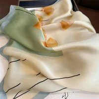 Luxury Print Spring Neck Tie Shawl 2024 Silk Square Scarf Women Wraps Female 70cm Hair Hand Wrist Headkercheif Hijab Bandana 4