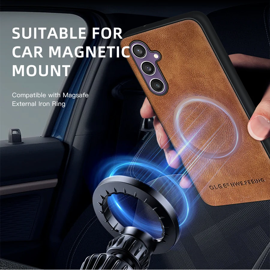 Luxury Leather Shockproof Magnetic Phone Case with Premium Protection