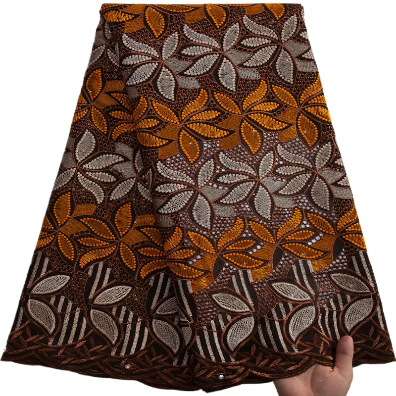 

Swiss Voile Cotton Lace Fabric 2023 High Quality African Nigerian Embroidery Dry Lace Fabric With Stones For Party Dresses A3289