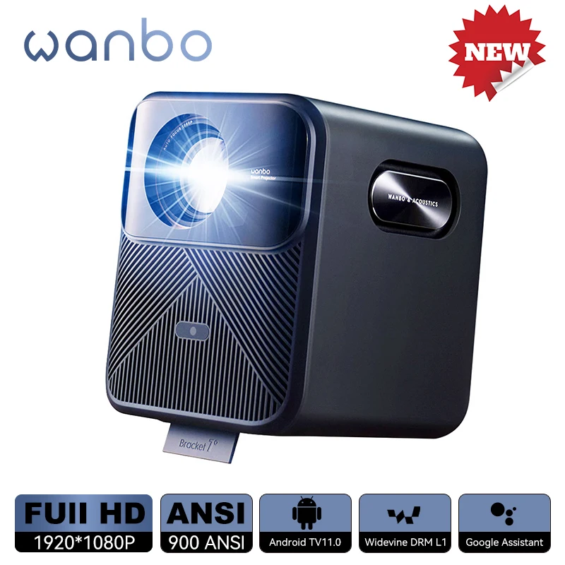 Wanbo Mozart 1 Pro Proiettore Android Tv 11.0 Google Assistant Netflix 1080P Drm L1 Suppot 4K Beam Proyector 900Ansi Dual Wifi