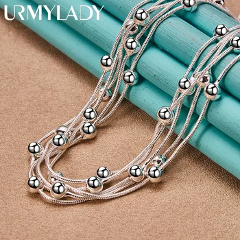 925 Sterling Silver Multi Snake Chain Ball Beads 18 Inch Charm Necklace For Women Wedding Party Gifts Fashion Jewelry