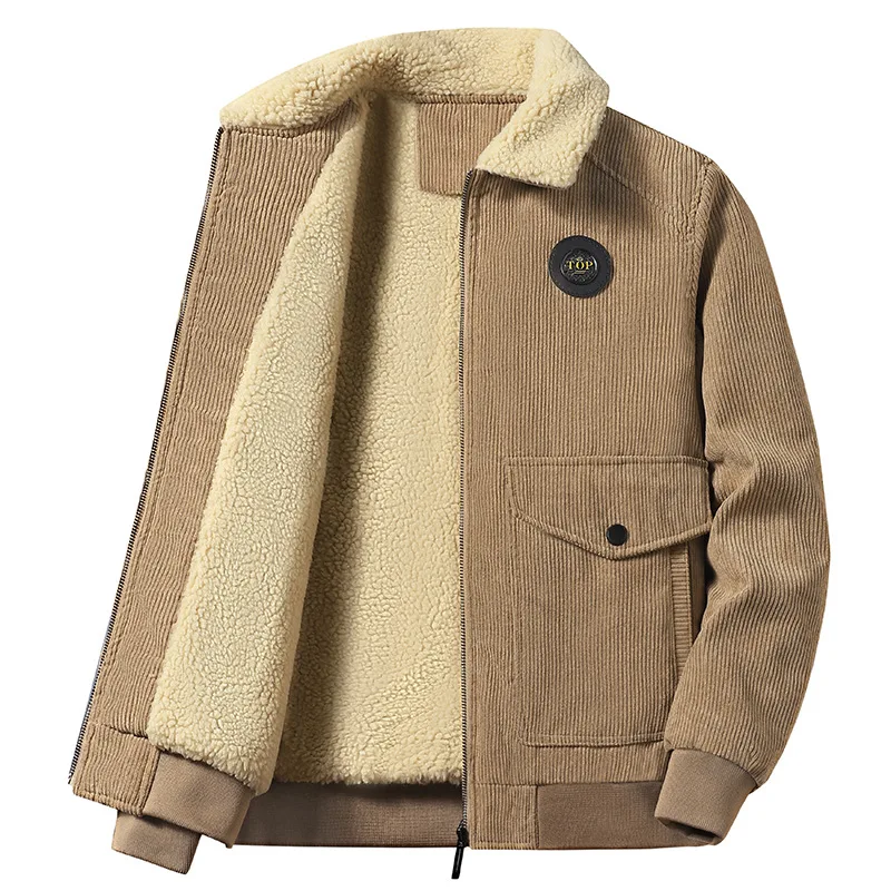 Plush and Thickened Men's Warm Winter Casual Corduroy Jacket