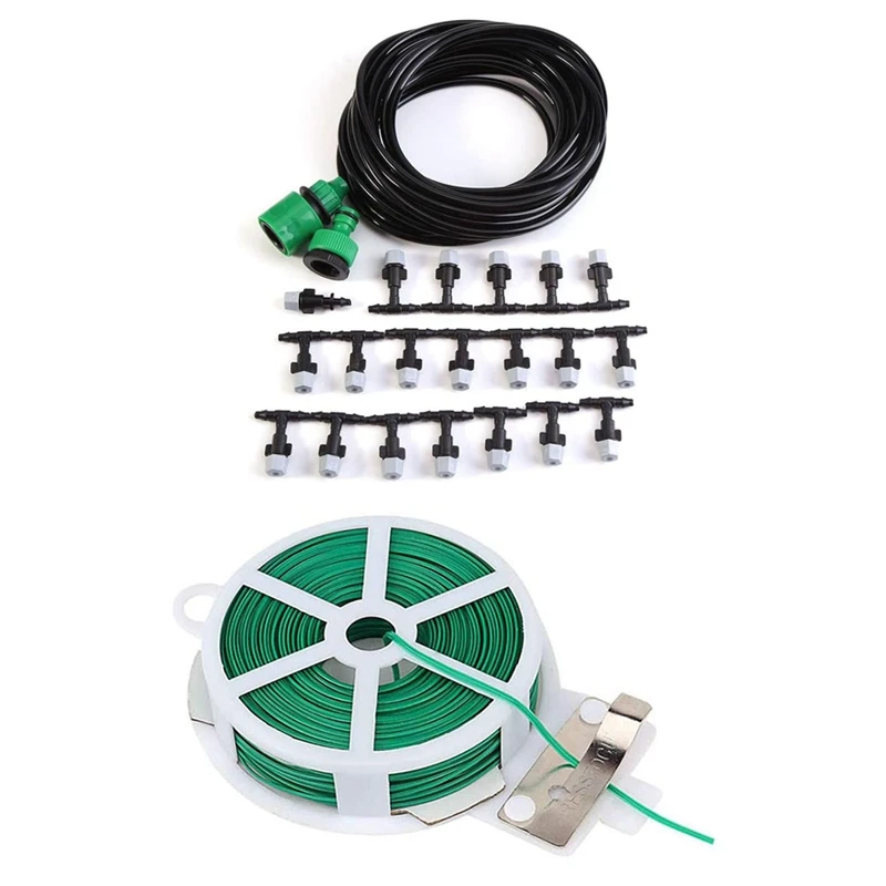 

ABHU DIY Garden Patio Misting Mini Flow Drip Irrigation Misting Cooling System With Gardening Twisted Wire