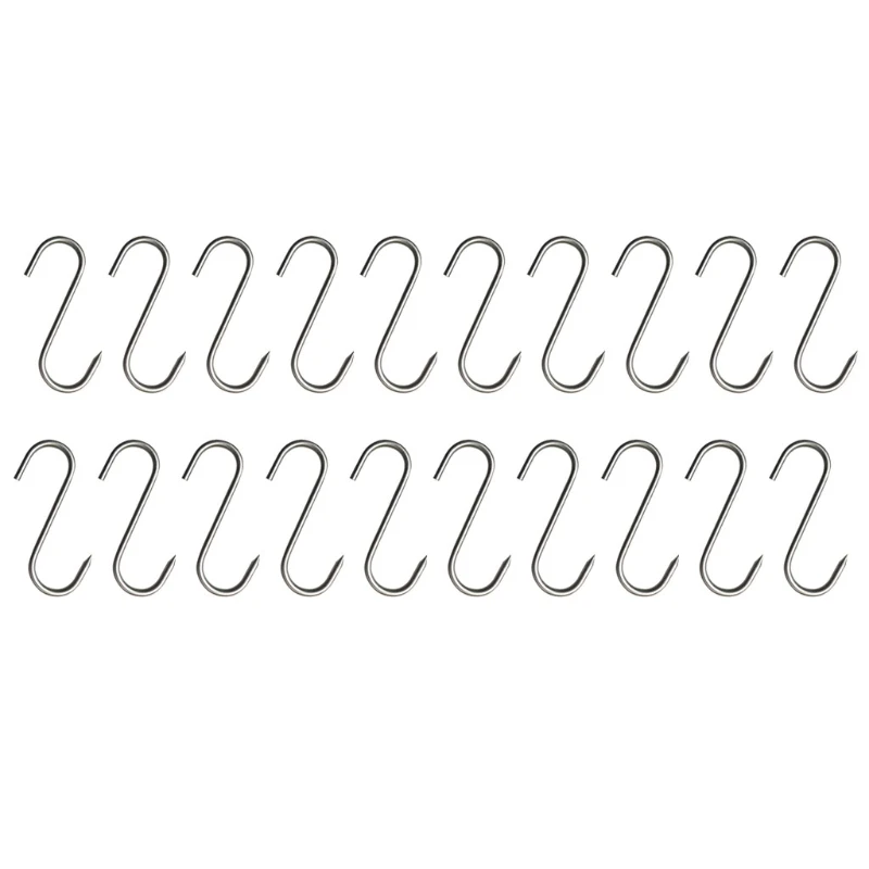 

20 Pcs Stainless Steel Butcher's Hook with for Sharp Tip for Butcher Shop For Kitchen Hot And Cold Smoking Practical Hoo 50LB