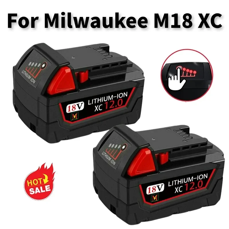 

12Ah M18 Battery For Milwaukee 18V XC Li-Ion M18B5 48-11-1860 48-11-1850 48-11-1840 48-11-1830 48-11-1820 Replacement Batteries