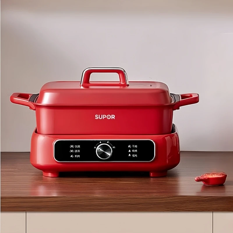 SUPOR 220V Multifunctional Pot Steamer Household 2000W Electric Cooking Pot Steam Cooking Pot 5L Large Capacity Split Hotpot 2