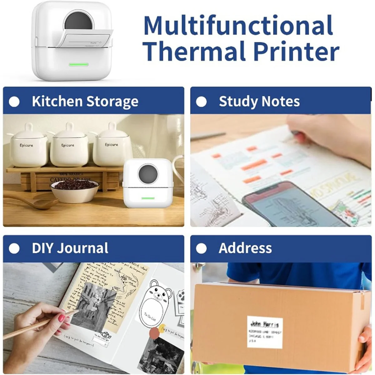 Mini Thermal Printer X5 Bluetooth Pocket Printer Portable Inkless Sticker for Study, Notes, Pictures, Photos