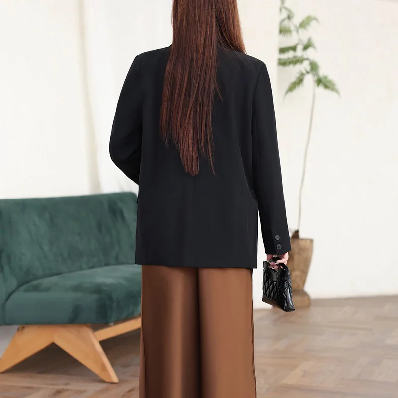 Plus Size Women's Blazer Premium Casual Single-Breasted Loose Long Suit Jacket Office Lady Autumn 2025