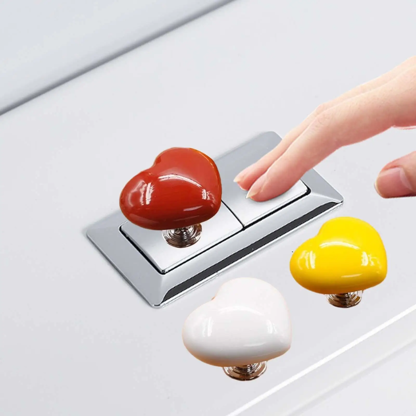 3x Heart Shaped Toilet Press Button Functional Unique Creative Toilet Flush Button for Hotel Room Home Lavatory Bathroom