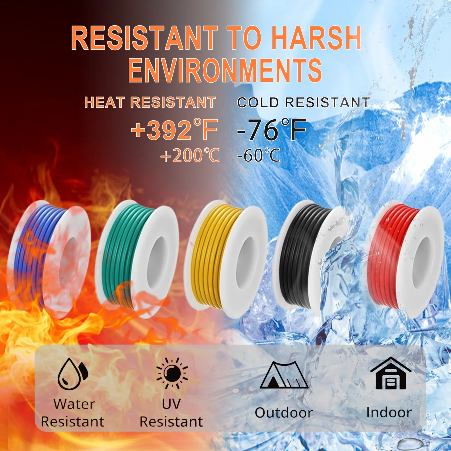 Vibrant Multi-Color Stranded Tinned Copper Silicone Electrical Wire Kit with Heat Shrink Tubing