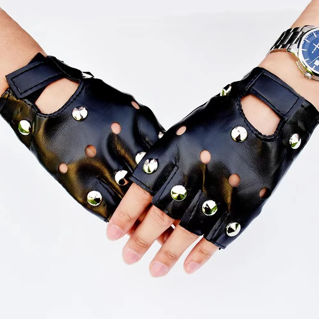 KALIONE Fingerless Leather Gloves, Punk Gloves, Cycling Sports Punk Gloves  for Women, Women Leather …See more KALIONE Fingerless Leather Gloves, Punk