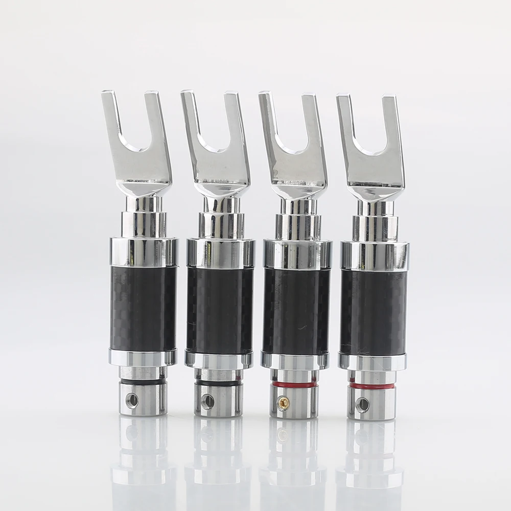 

4pcs Audiocrast CF7015 Hi-End Rhodium Carbon Fiber Spade Plug Hifi Speaker Cable Copper Connector