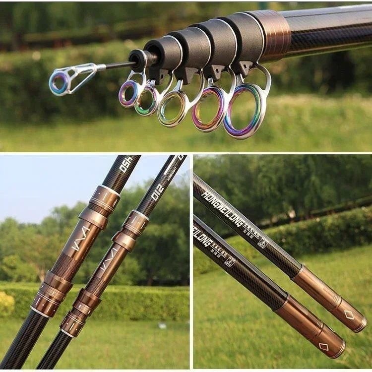 2.1-4.5M Telescopic Fishing Rod Carbon Spinning Fishing Pole Boat Saltwater Freshwater Beach Rock Surfcasting Baitcasting Rod