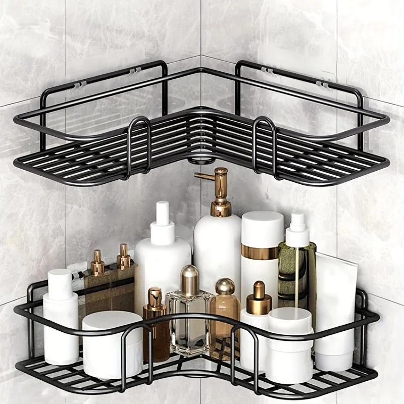 Clear Acrylic Bathroom Organizer, Shower Caddy, No Drilling Adhesive Shampoo  Holder, Wall Mounted with Hooks - AliExpress