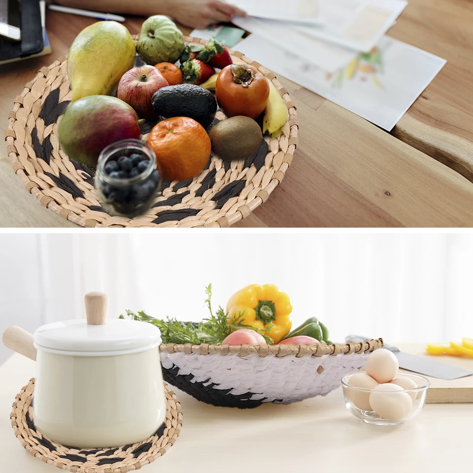 Set 5 Cestini Di Rattan Da Parete | Decorazioni Rustiche | 7.9, 9.8, 11.8 Pollici | Per Soggiorno, Camera - Foto 5