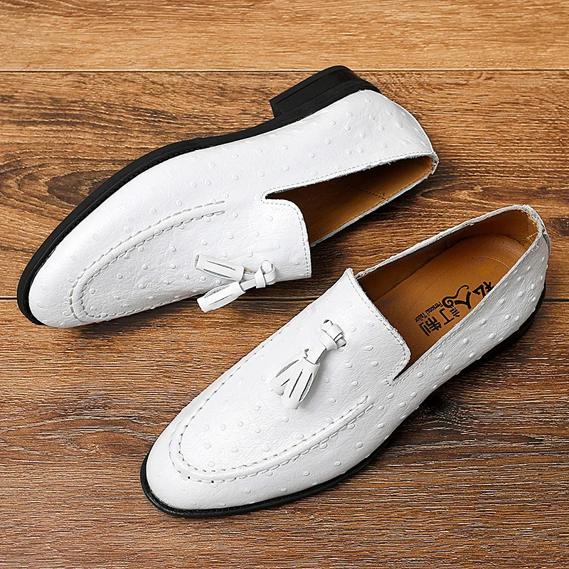 Brand White Tassel Men's Leather Shoes Casual Moccasin Homme Men's Oxford Shoes Flat Men's Boat Shoes Business Men's Loafers