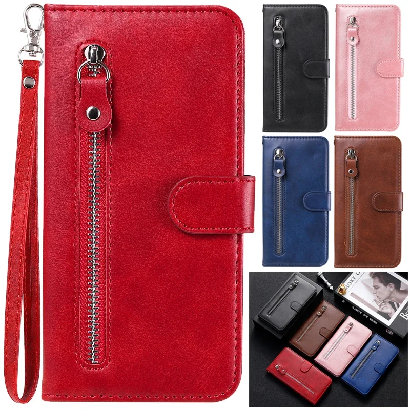 Universal Zipper Wallet Phone Cover with Card Slot and Stand Feature