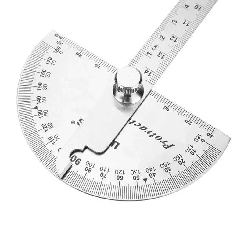 W0262A 90X150MM 180도 스테인레스 스틸 각도기 원형 각도 눈금자 도구