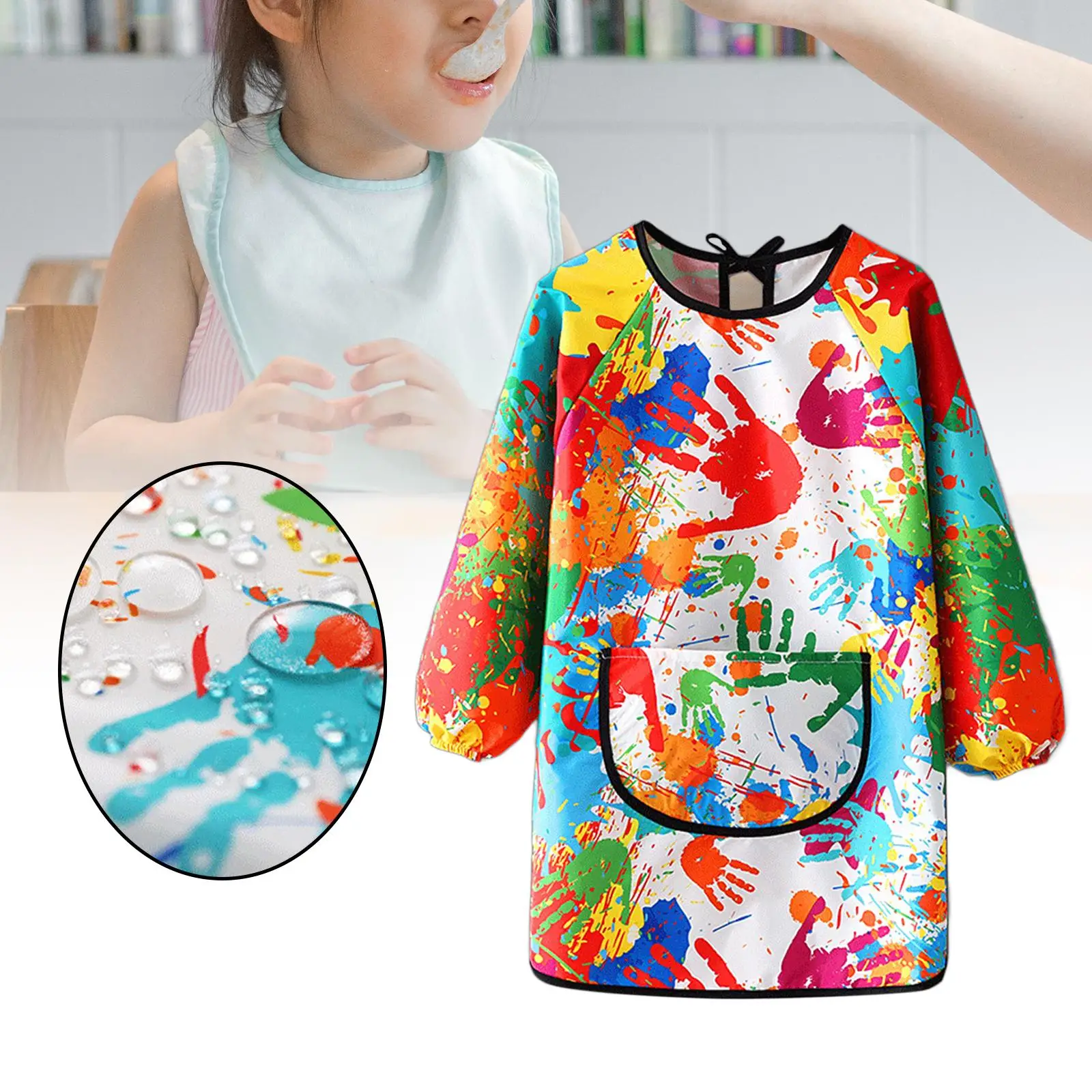 Kids Art Smock Easy to Clean Comfortable Baby Eating Bib Paint Smock Painting