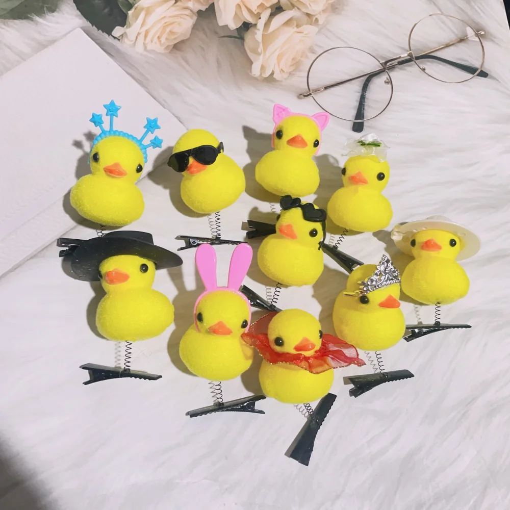 10Pcs Little Yellow Duck Hairpin Peluche Copricapo Nuovo Cartone Animato Animal 3D Duckbill Clip Donna Ragazze Accessorio Per Capelli