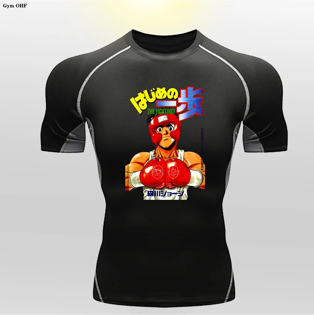 Children's High Elasticity Tight T-shirts Anime Printed Themed Clothing Quick Drying Sweat Absorbing Breathable GYM