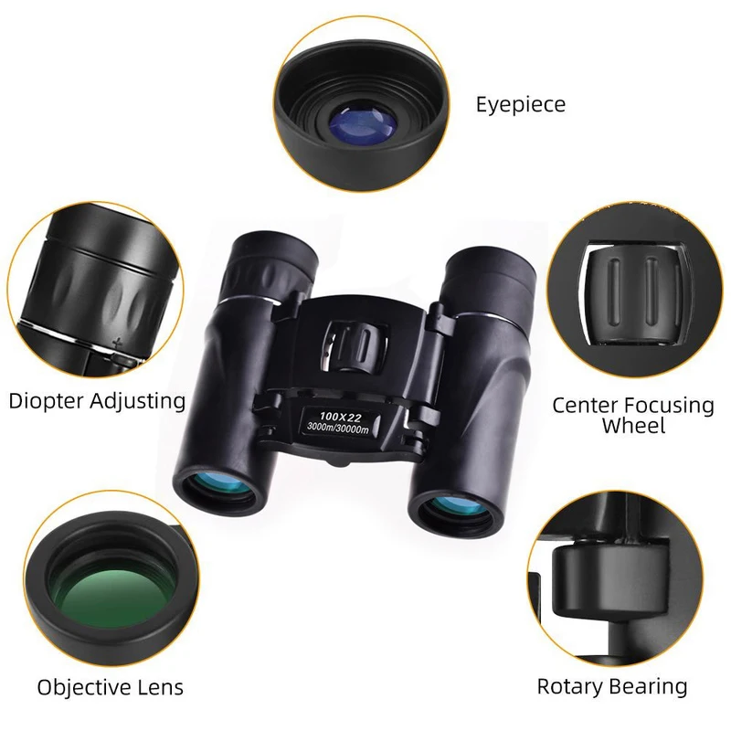 100x22 Mini Portable Hd Binoculars 30000m Long Range Folding Bak4 Fmc Optics For Hunting Sports Outdoor Camping Travel 4