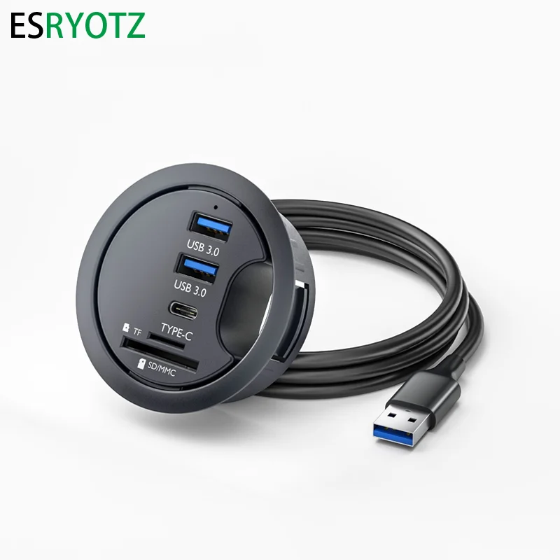 USB Desk Hub USB3.0 HUB With 2 Port USB3.0 2 Port Type C Adapter For Desktop PC/Notebook USB HUB Desk Mount USB3.0 Splitter 2