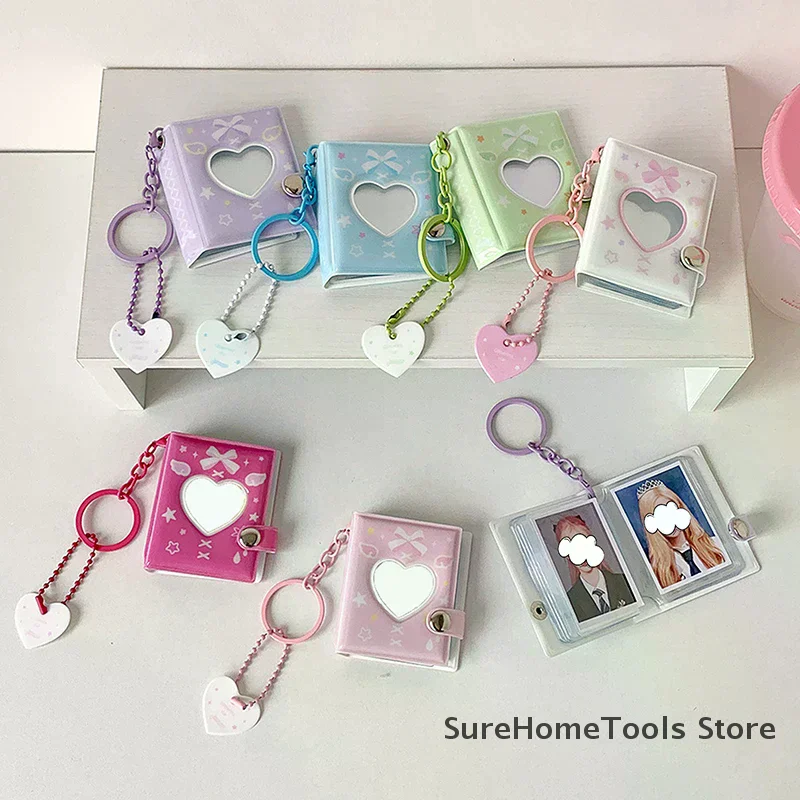 Pockets Portable Keychain Jewelry Photos Holder 1/2 Inch Mini Photo Albums For Photos Cards Small Album Book Photocard Holder
