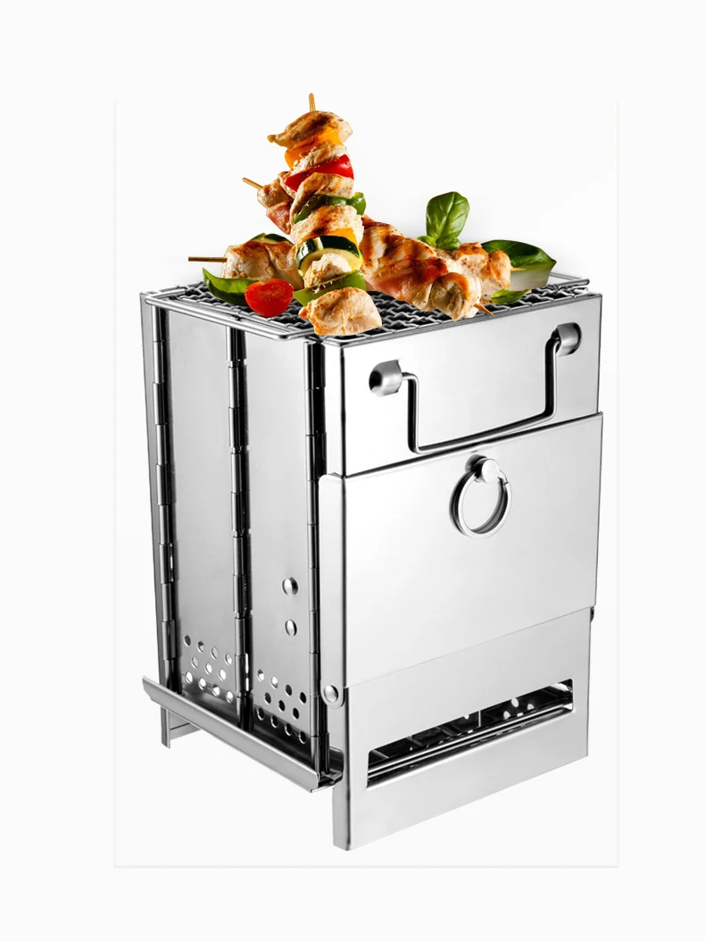 Poêle à Bois Pliant Pour Camping – Acier Inox – Ultra Compact – Neuf