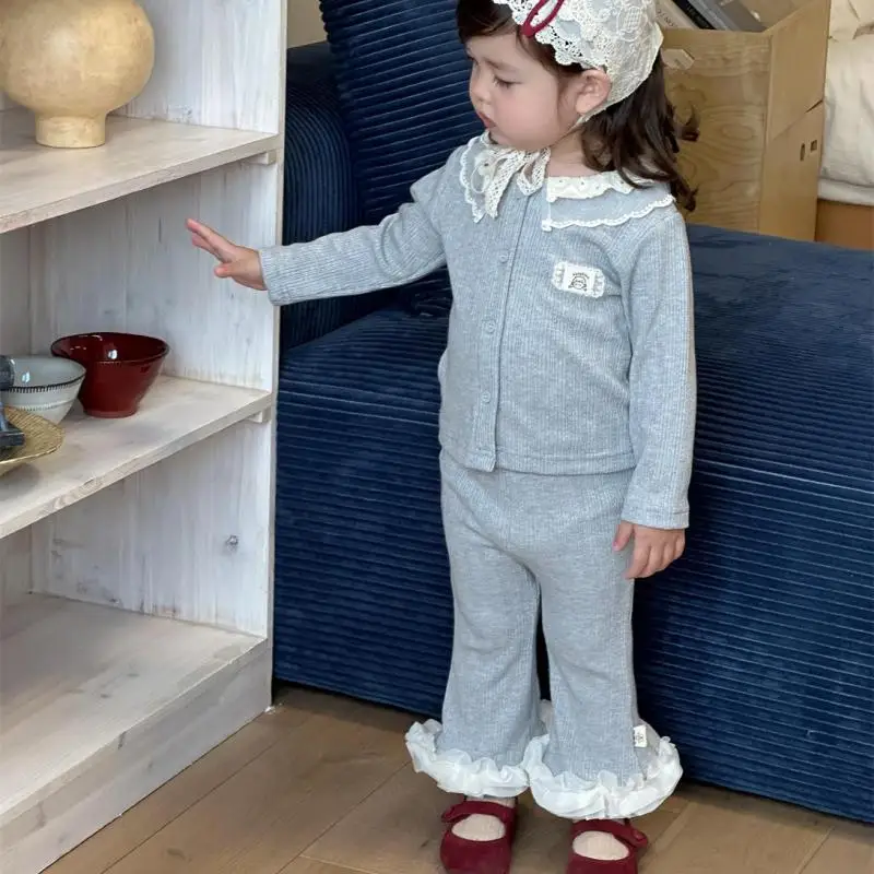 2025 Autumn New Baby Long Sleeve Clothes Set Infant Girl Cute Lapel Cardigan + Lace Flare Pants 2pcs Suit Toddler Casual Outfits 1 2025 Autumn New Baby Long Sleeve Clothes Set Infant Girl Cute Lapel Cardigan + Lace Flare Pants 2pcs Suit Toddler Casual Outfits