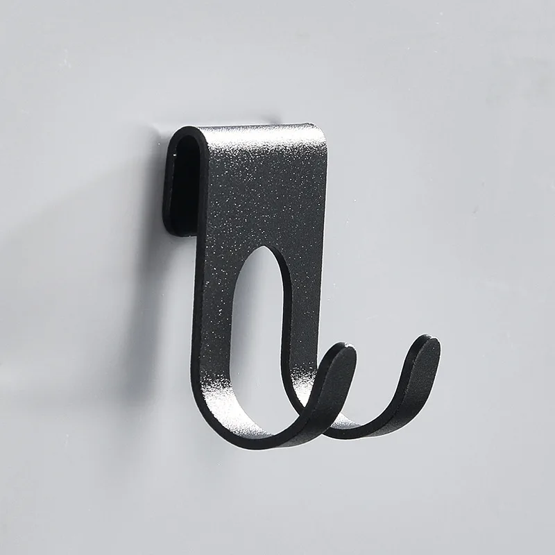 Aluminum Hook Shower Glass Door Hook Free Hole Towel Rack Hanger Key Organizer plug Shaver Holder Rack 1pc