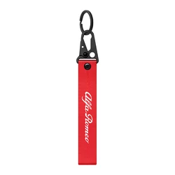 Premium Metal and Leather Car Keychain - Auto Badge Styling Gift Pendant (Alfa Romeo - pd Red)
