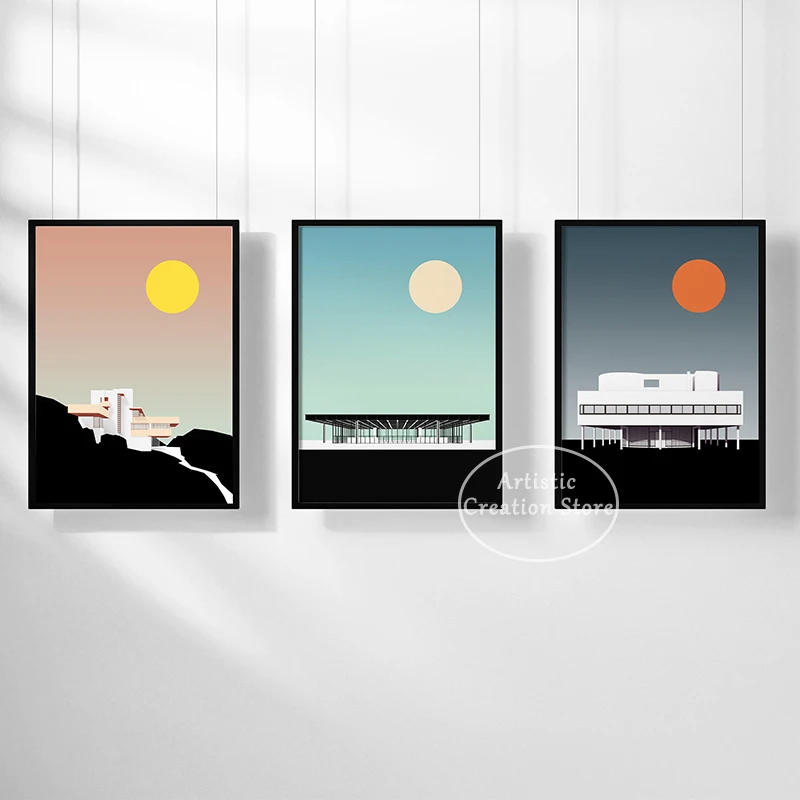 Architettura Moderna Grafica Astratta Poster Ludwig Mies Van Der Rohe Modernist Gallery Art Print Canvas Painting Wall Home Decor