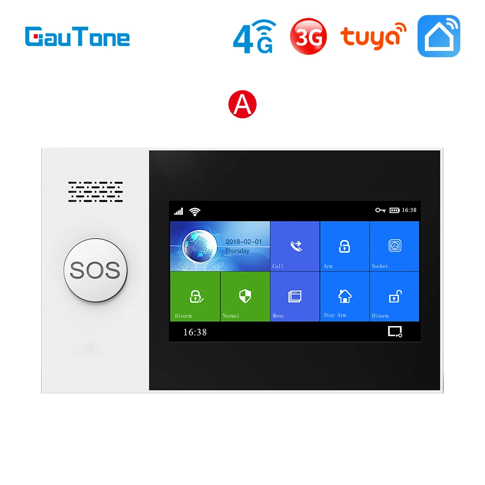 GauTone PG107 WiFi 4G 3G Alarm System for Home Security with PIR Wireless Solar Siren Support Tuya Remote Control best alarm keypad Alarms & Sensors