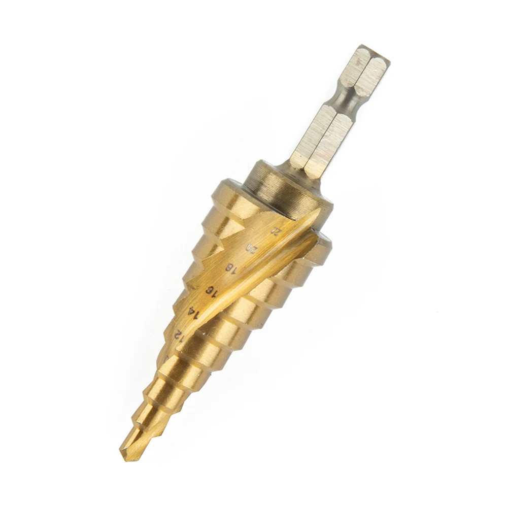 

4-22mm HSS Spiral Fluted Step Cone Drill Bit Titanium Carbide Coated Hole Opener For Iron Plate Aluminum Wood Boards Drilling