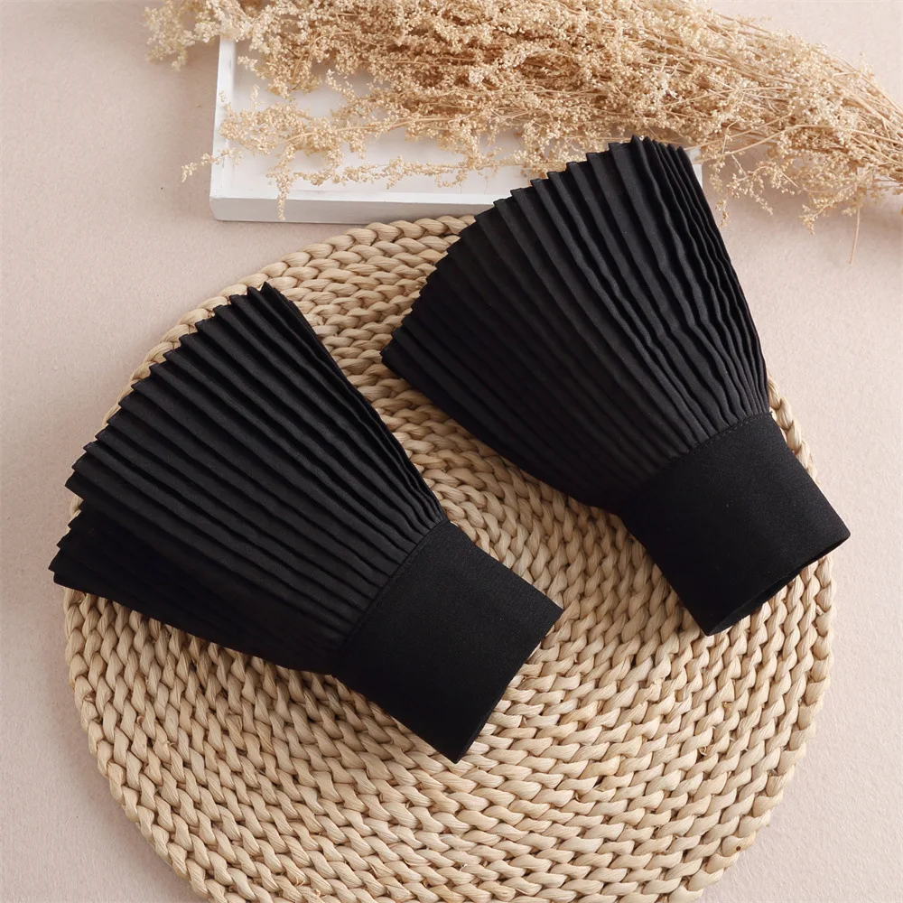 Women Pleated Detachable Cuffs Shirt Pleated Flare Sleeve False Cuffs Layered Detachable Fake Sleeve Cuffs Sweater Accessory