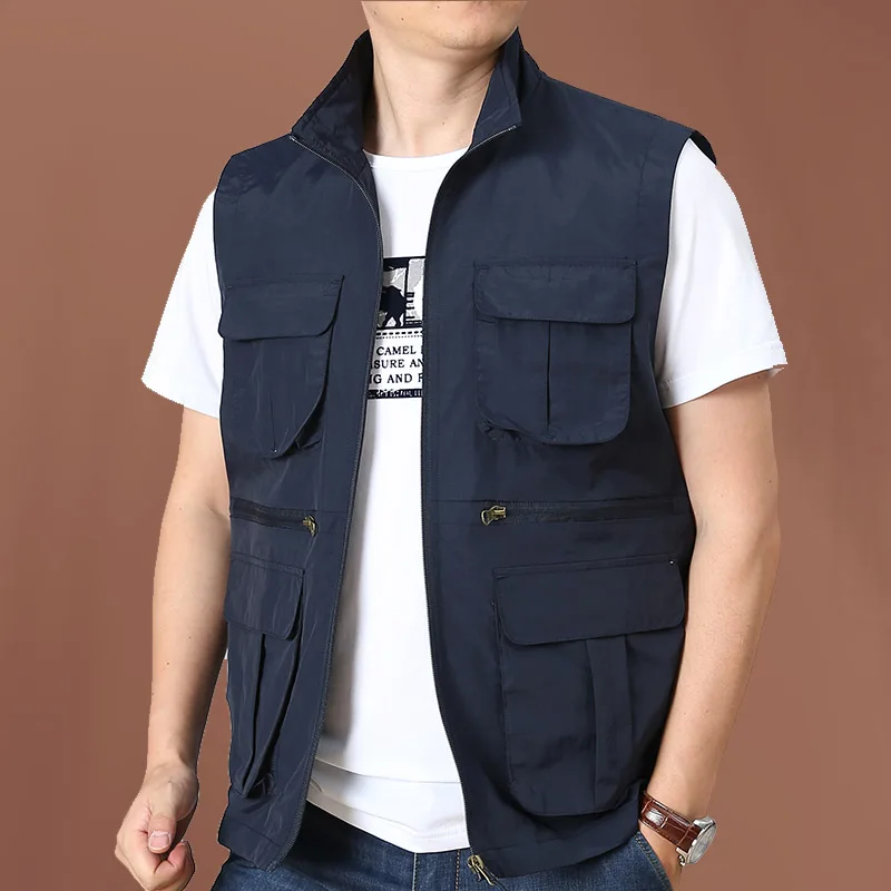Gilet Da Uomo Estivo In Cotone, Multi-tasca, Senza Maniche - Per Escursioni, Pesca, Lavoro, Leggero E Traspirante
